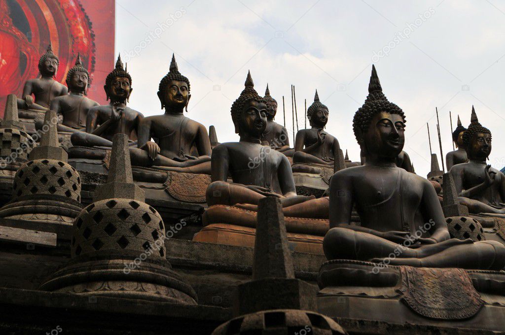 Buddhas and stupas in Colombo Sri Lanka