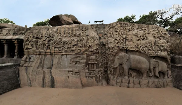 Oude basreliefs in Mamallapuram, Tamil Nadu, India — Stockfoto