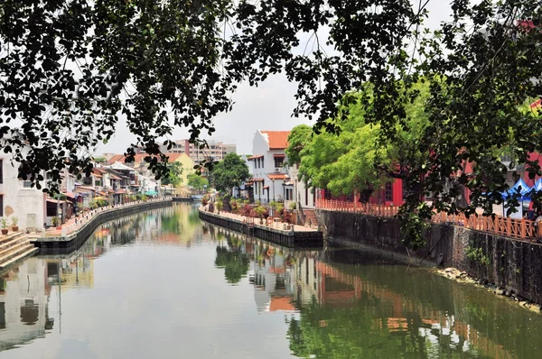 Malakka Miasto nad rzeką promenady, Malezja — Zdjęcie stockowe