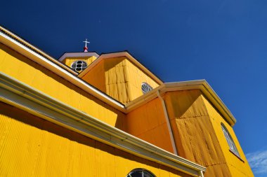 Sarı ve mor kilise Castro, Chiloe, Şili