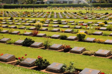 Cemetery of World War 2 casualties, Kanchanaburi, Thailand clipart