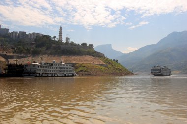 Boat on the Yangtze River, China clipart