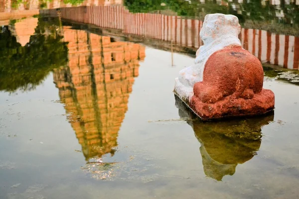 Zwembad met reflectie van Virupaksha hindoe tempel, Hampi — Stockfoto