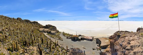 Cactus eiland Incahuasi in Uyuni Salt Flats — Stockfoto