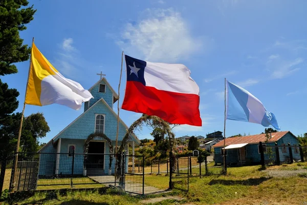 Storica chiesa in legno, costruita dai gesuiti, Chiloe, Cile — Foto Stock