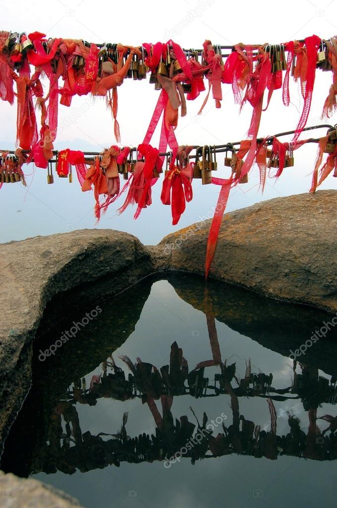 Golden locks at holy Mount Hua Shan, China