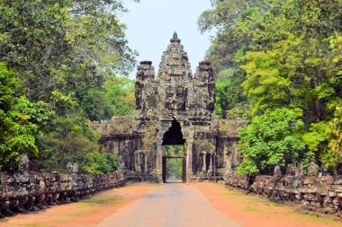 South Gate to Angkor Thom ancient city, Cambodia. clipart