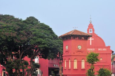 Hollandalı Saat Kulesi ve kilise içinde Malacca, Malaysia