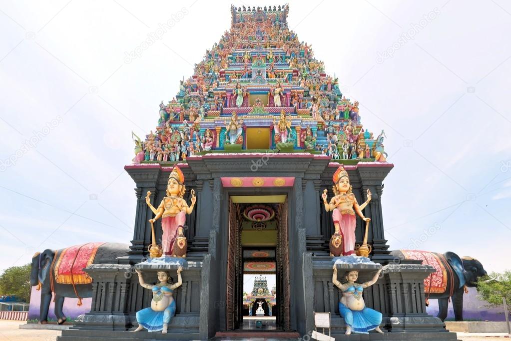 Elephant figures on island Hindu temple, Sri Lanka