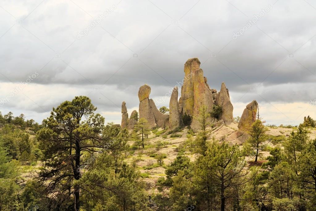 Chimney rock monoliths in Valley of the Monks, Creel, Mexico