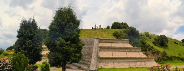 Great pyramid above Cholula with church — Stock Photo, Image