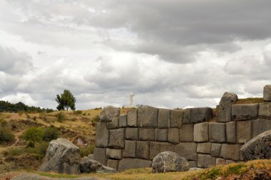 Inca kale Saksaywaman İsa heykeli, Cusco, Peru