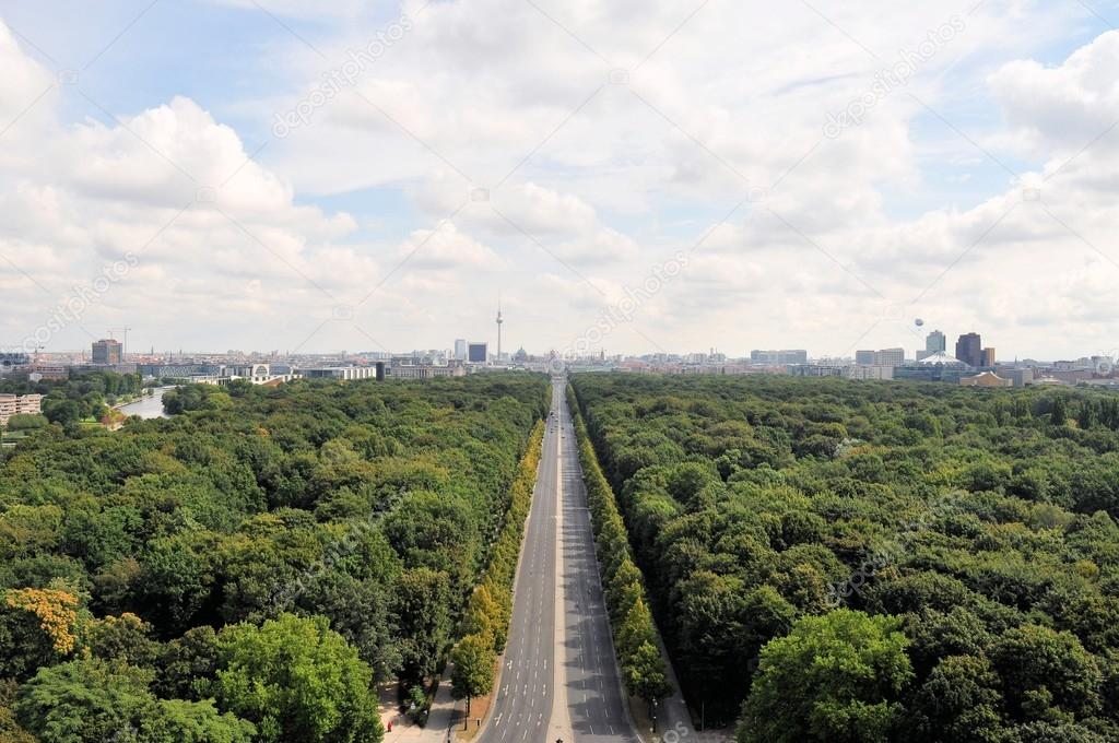 Aerial cityscape of Berlin with Tiergarten park