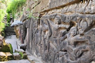Yeh Pulu ünlü duvar resimleri, Ubud, Bali, Endonezya oyulmuş