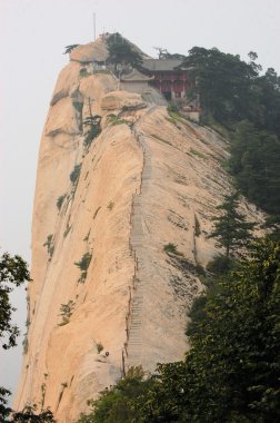 Steep cliff at holy Mount Hua Shan, China clipart
