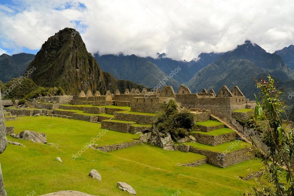 Close up detailed view of Machu Picchu, lost Inca city in the Andes, Peru