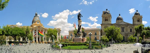 Plaza Murillo, presidentieel paleis en de kathedraal, La Paz, Bolivia — Stockfoto