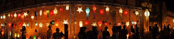 Wall of lanterns for Yee Peng, Chiang Mai, Thailand — Stock Photo, Image