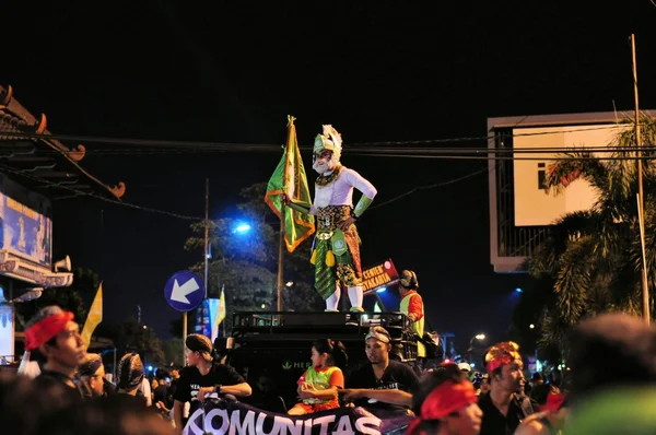 우먼 힌두교 원숭이 신, 족 자카르타 시 축제 퍼레이드 — 스톡 사진