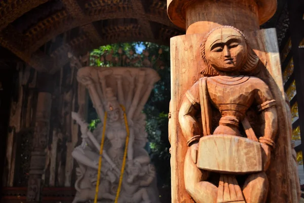 Hindu goddess Idol in Pandal, temporary temple for Durga Puja, Kolkata — Stock Photo, Image