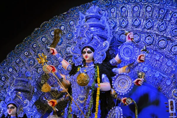 Hindu Tanrıça Idol Pandal, Durga Puja, Kalküta için geçici Tapınağı içinde — Stok fotoğraf