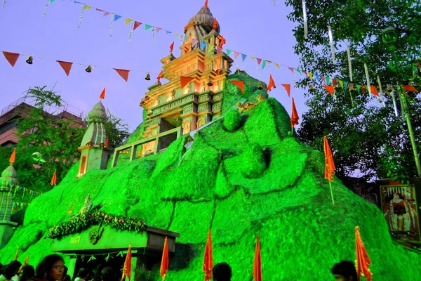 Hindu Tanrıça Durga, Kalküta için adanmış pandal, geçici Tapınağı — Stok fotoğraf