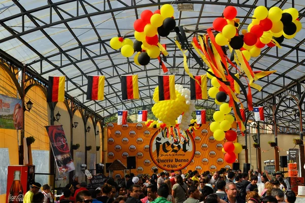 Beer tent decorated for Beerfest by former German settlers in Chilean Patagonia — Stock Photo, Image