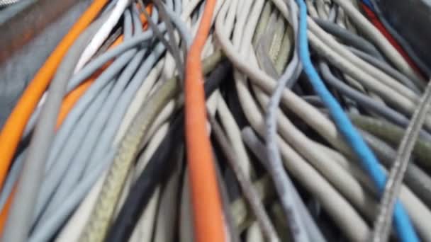 Footage Many Communication Cables Wires — Stock Video