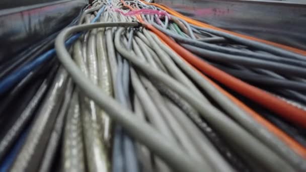 Imágenes Muchos Cables Comunicación Cables — Vídeos de Stock