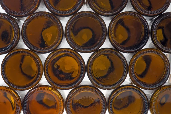 Beer bottles of glass background — Stock Photo, Image