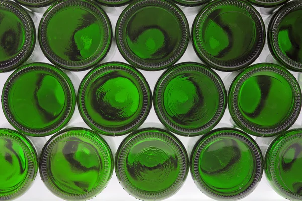 Beer bottles of green glass background Stock Photo