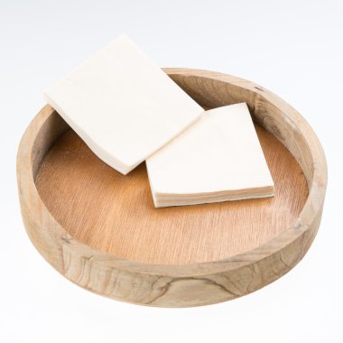 Peçete yuvarlak ahşap tepsi