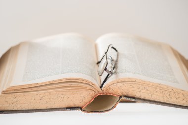 Gözlüklü antika kitap