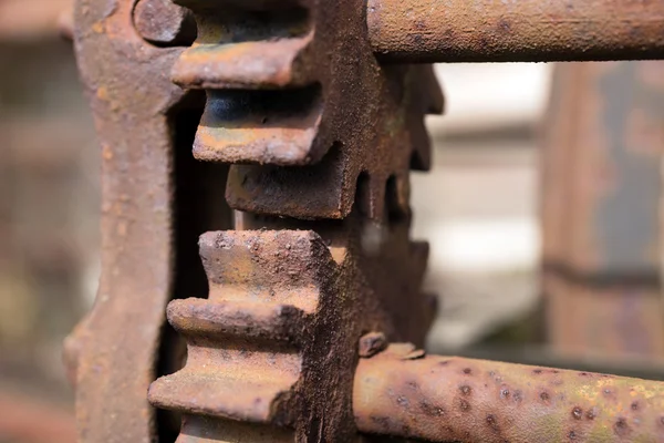 Two cogwheels on old rusted machine — Stock Photo, Image