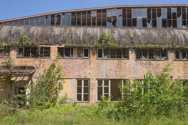 outside of abandoned factory building