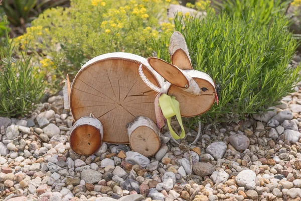 Rabbit as a decoration in the garden — Stock Photo, Image