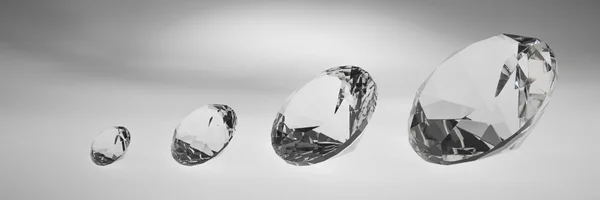 Vier Diamanten hintereinander — Stockfoto