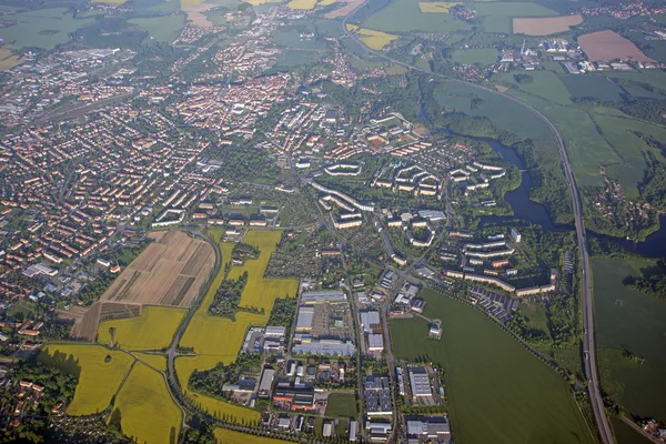 Letecký pohled na balón města Budyšín, Sasko — Stock fotografie