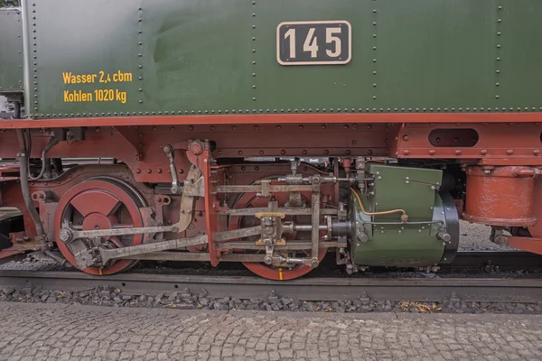 Detalle de locomotora de vapor con manivelas — Foto de Stock