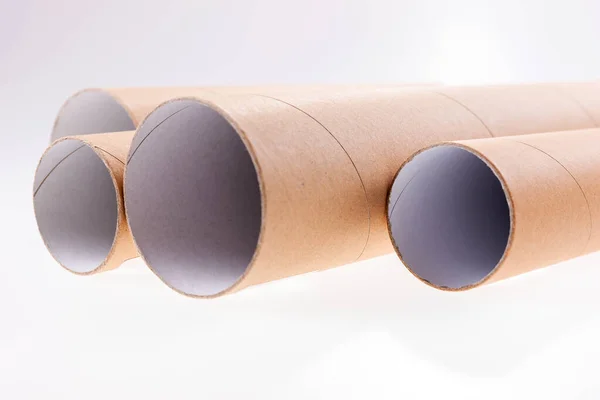Open Package Rolls Made Cardboard Isolated White — Stock Photo, Image