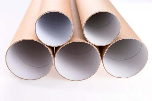 Open Package Rolls Made Cardboard Isolated White — Stock Photo, Image