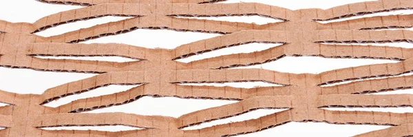 Panoramik görüntü. Karton kutu deseni beyaz arkaplanda izole edildi