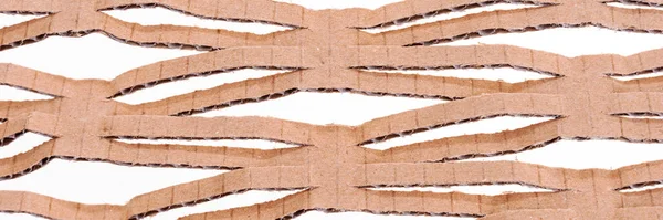 Panoramik görüntü. Karton kutu deseni beyaz arkaplanda izole edildi