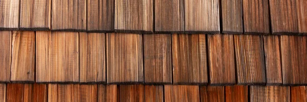 Fondo Panorámico Madera Tejas Madera Pardas Envejecidas — Foto de Stock