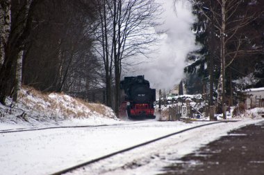 Kışın nostaljik Buhar treni