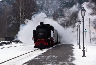 Kışın nostaljik Buhar treni