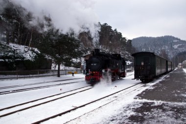 Kışın nostaljik Buhar treni