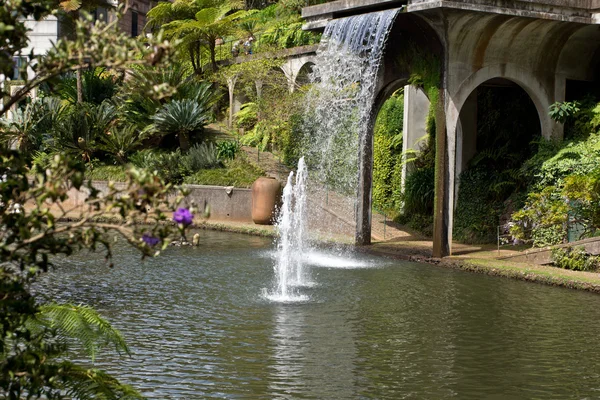 Waterfall in tropical garden — Stock Photo, Image