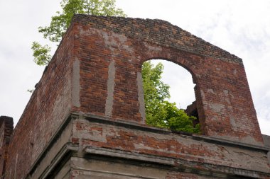 eski yıkık duvar penceresinde