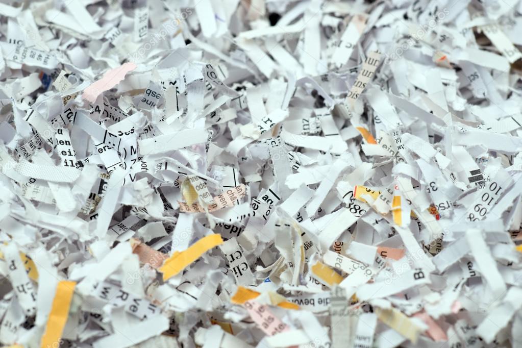 Closeup of shredded paper documents